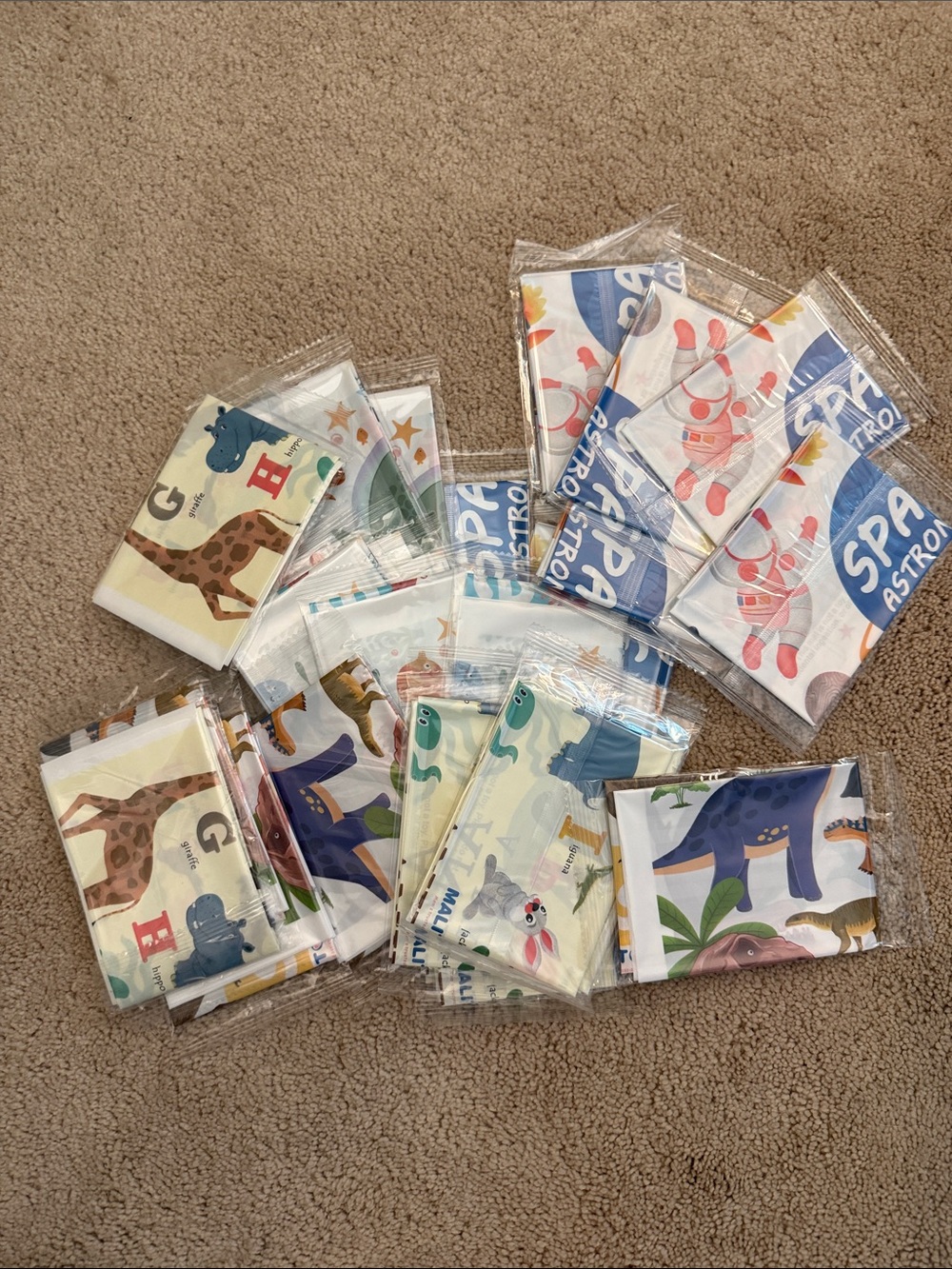 Assorted Dinosaur & Astronaut Kids adehsive/disposable placemat - 27ct